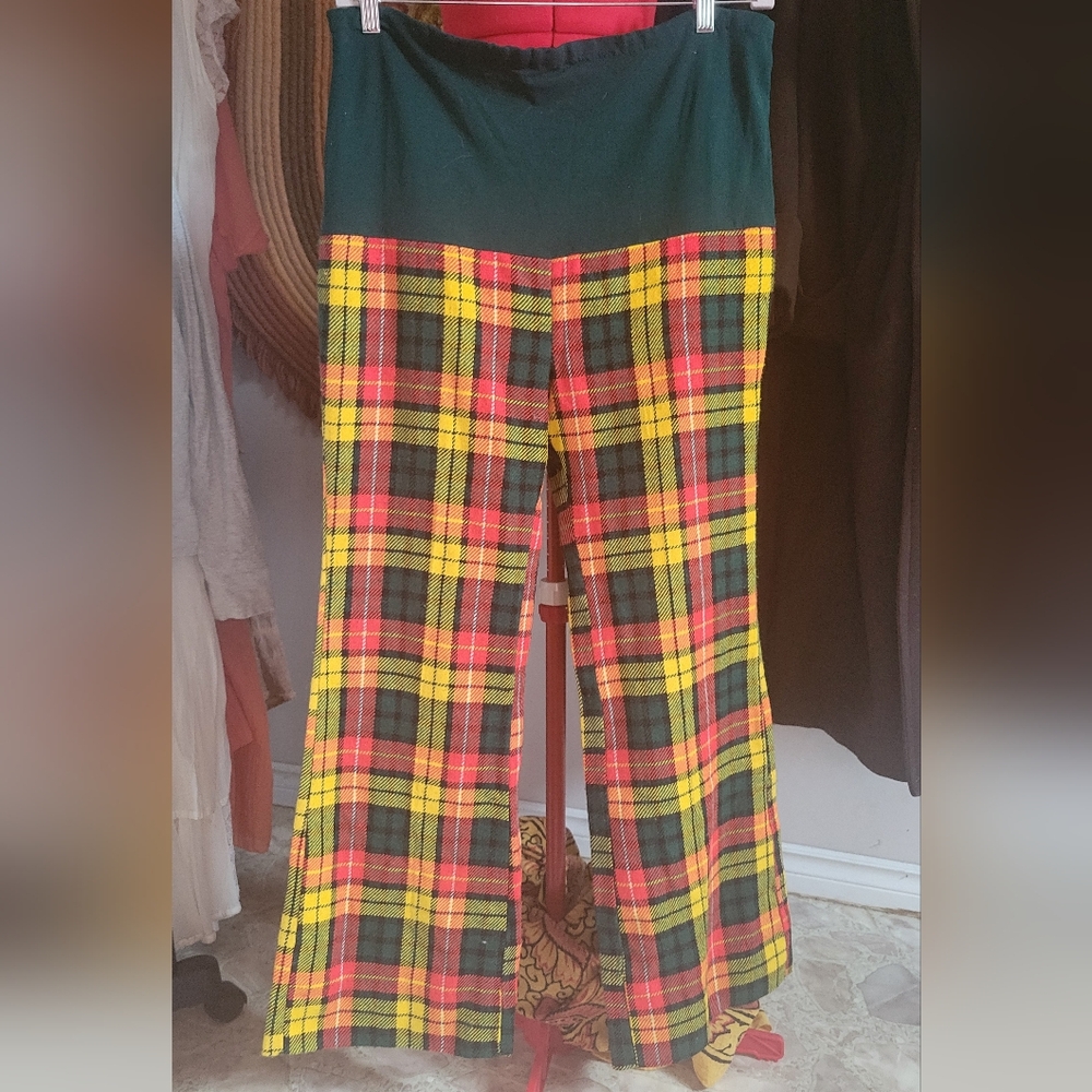 M/L Vintage Plaid Maternity Pants